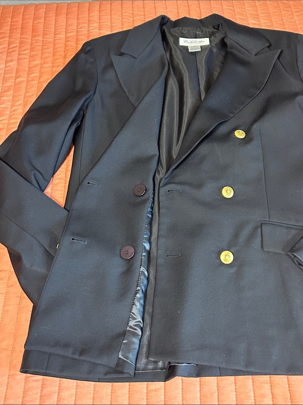 Vintage Brooks Brothers Preppy Wool double breasted blazer Navy women’s 12 - Picture 7 of 16